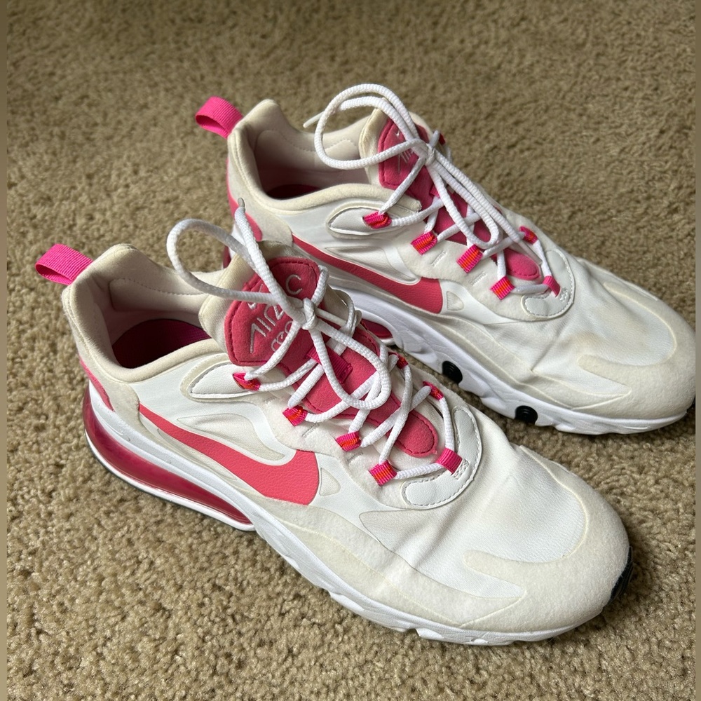 Nike Air Max 270 React Pink and White Sneakers